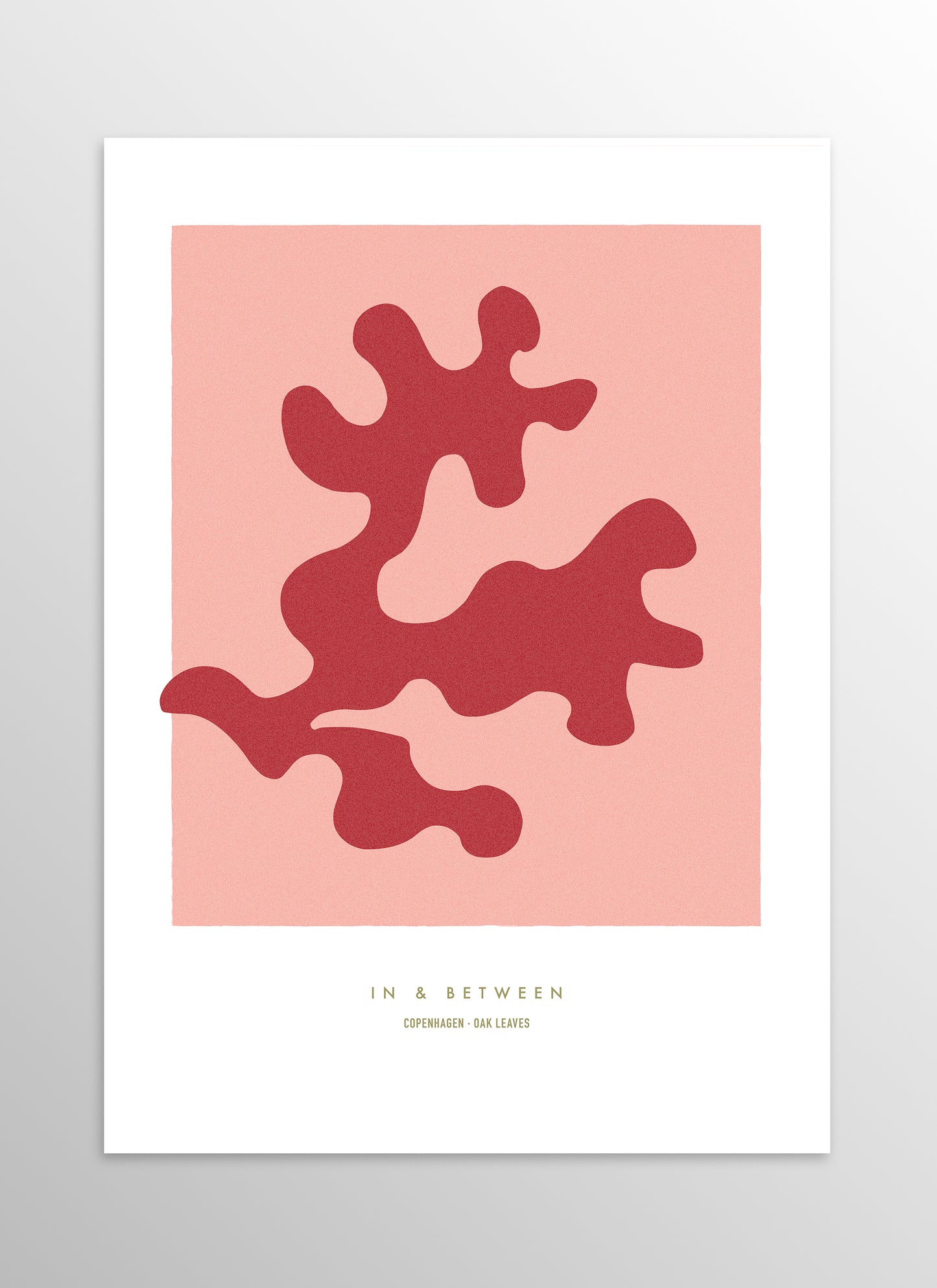 Art print of strawberry ice red oak leaf and background.