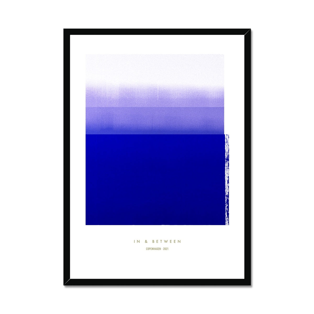 Art print depicting blue violet horizon in black frame.