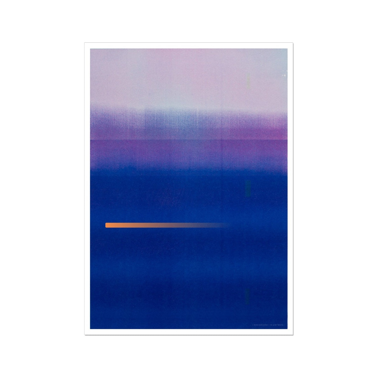 Giclee print depicting a vibrant blue-violet horizon. From being completely saturated at the bottom the pigments of colour slowly spread out upwards until it fades into space at the top like the horizon.