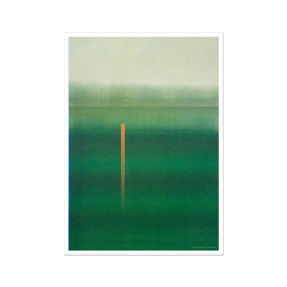 Giclee print depicting deep green horizon. From being completely saturated at the bottom the pigments of colour slowly spread out upwards until it fades into space at the top like the horizon.