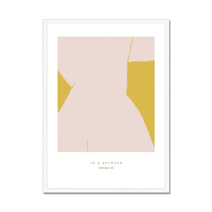 Light red yellow shape of body leaning. Yellow background in white frame.