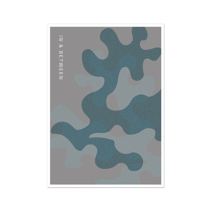 Art print of overlapping oak leaves in grey shades.